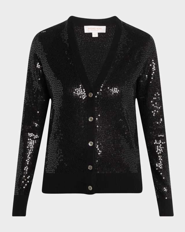 Sequined Cashmere V-Neck Cardigan